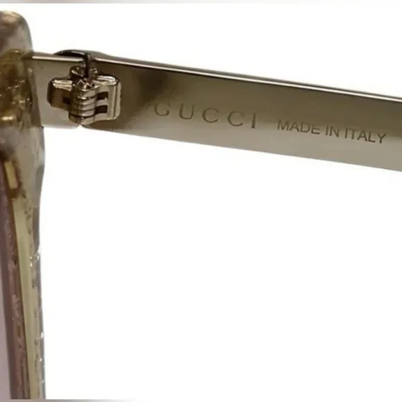 Gucci Sunglasses Gold Glitter Cat Eye  Square GG0281SA 004 50-23-146 - Picture 14 of 15